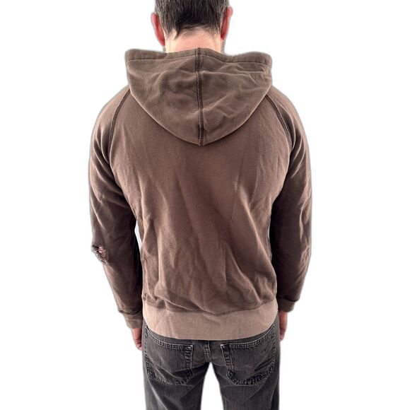 Y2k Old Navy Men's Brown Hooded Long Sleeve Jacket size Medium - Picture 2 of 8